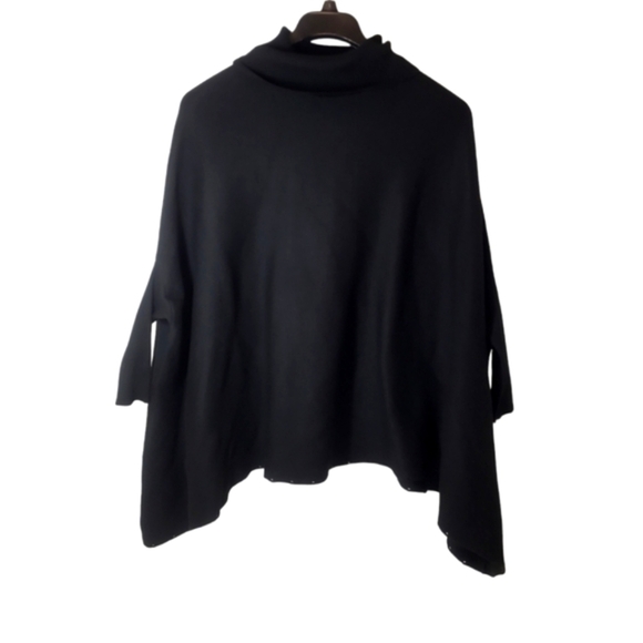 Magaschoni Bat Wing Square Cowl Neck Ribbed Sleeve Sweater Blk Size Small Petite - Picture 1 of 8